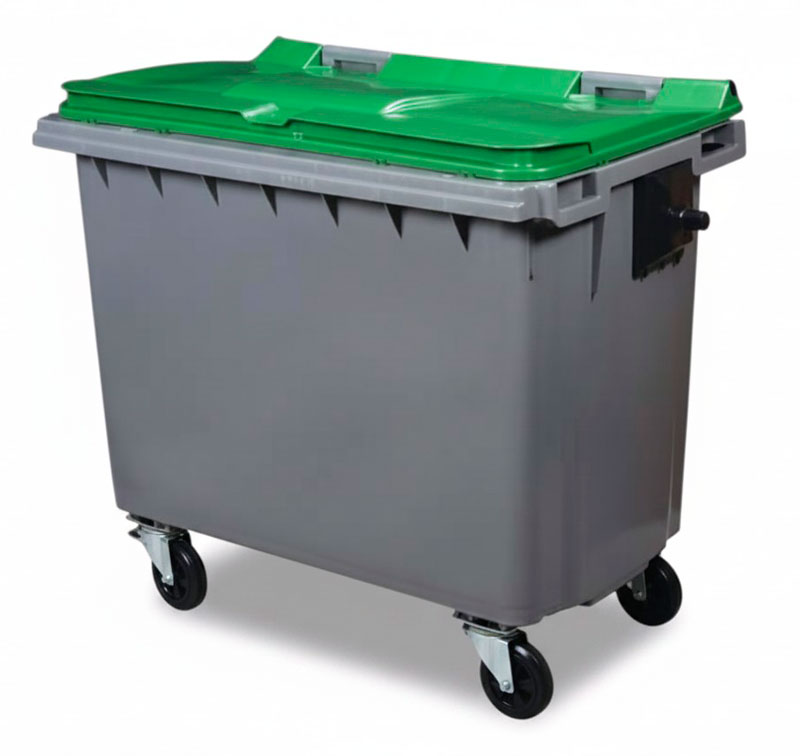 CONTENEUR KOROK 4 ROUES 660L GRIS/VERT