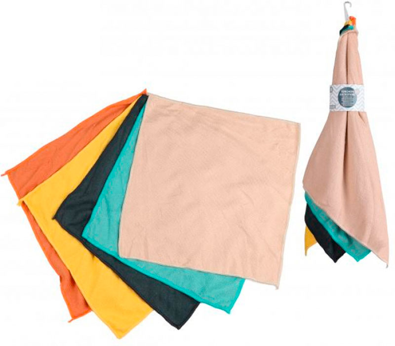 MICROFIBRE COULEURS ASSORTIES 38X38CM LOT DE 5 URBAN LIVING 