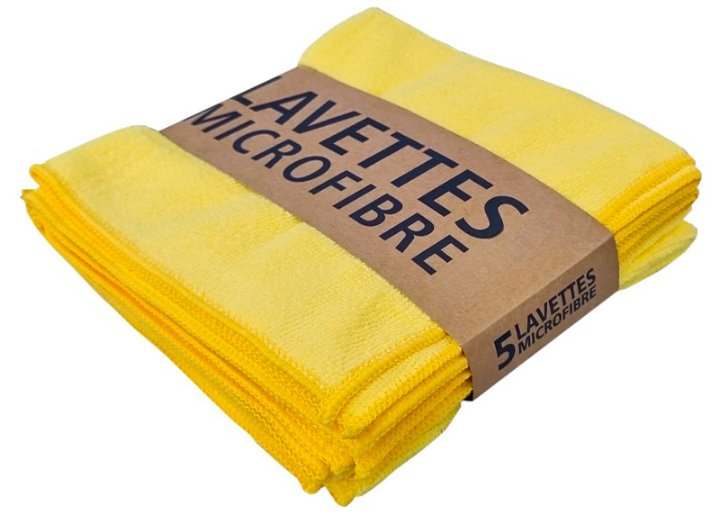 LAVETTE MICROFIBRE ECOLINE 32X36 CM JAUNE PQT DE 5 PCS 