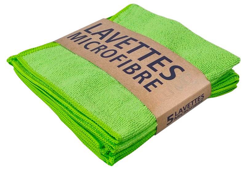 LAVETTE MICROFIBRE ECOLINE 32X36 CM VERTE PQT DE 5 PCS 