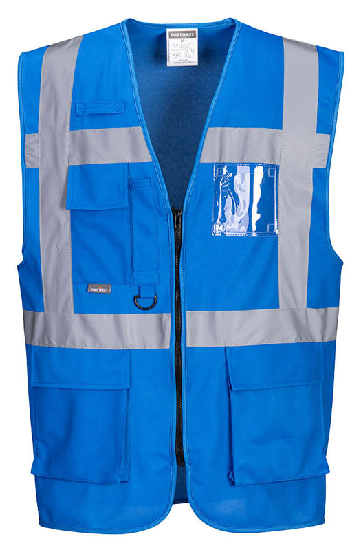 GILET EXECUTIVE IONA HI-VIZ BLEU ROYAL MULTIPOCHE T.M