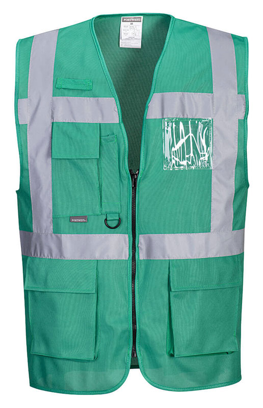 GILET EXECUTIVE IONA HI-VIZ VERT BOUTEILLE MULTIPOCHE T.M