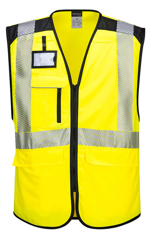 GILET MULTIPOCHE JAUNE/NOIR HI-VIZ PW309 T.L