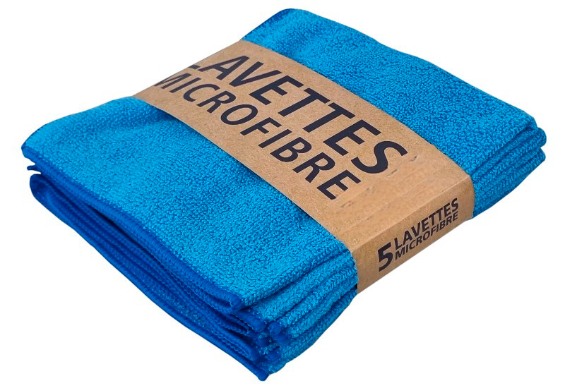 LAVETTE MICROFIBRE ECOLINE 32X36 CM BLEUE PQT DE 5 PCS 