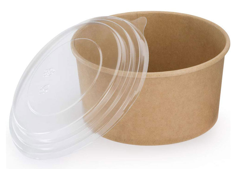 BOLS SALADE KRAFT ROND 250ML AVEC COUVERCLE PQT DE 50 PCS