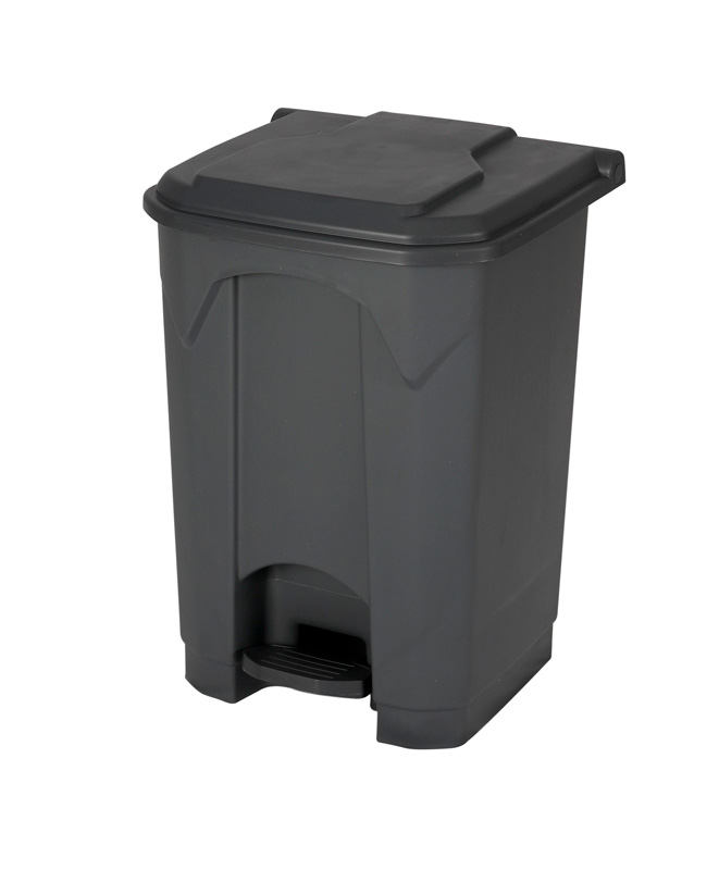 POUBELLE PLAT. GRISE 45L A PEDALE