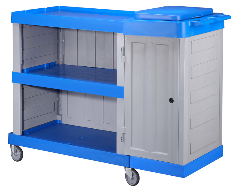 CHARIOT D'HOTEL ET SERVICE AVEC 2 ETAGERES ET 1 COMPARTIMENT DE 120L