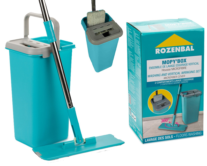 MOPY'BOX ENSEMBLE DE LAVAGE ESSORAGE VERTICALE ROZ.