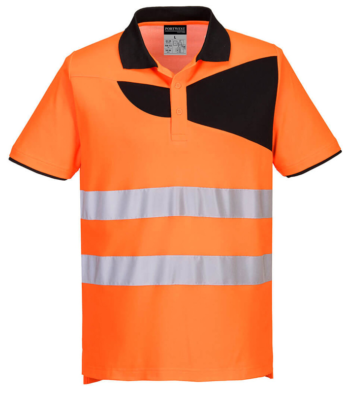 POLO HI-VIZ PW2 ORANGE/NOIR CL2 T.XL