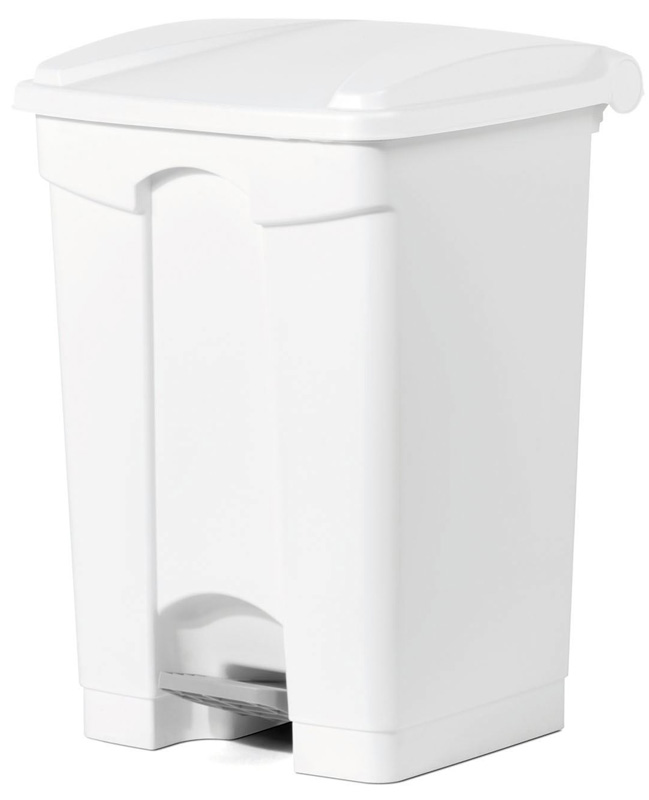 POUBELLE BLANCHE 90L A PEDALE COUVERCLE BLANC