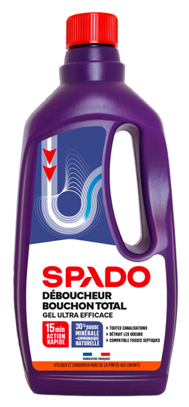 GEL DEBOUCHEUR SOUDE SPADO BOUCHON TOTAL 1L