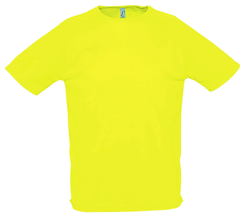 TEE-SHIRT SPORTY POLYESTER JAUNE FLUO T.M