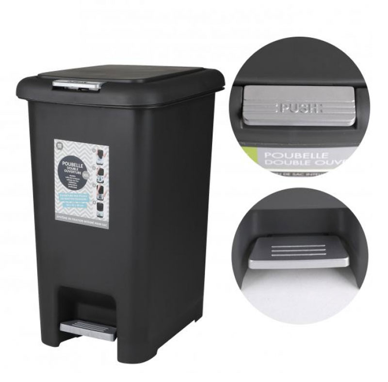 POUBELLE PEDALE 30L NOIRE URBAN LIVING 