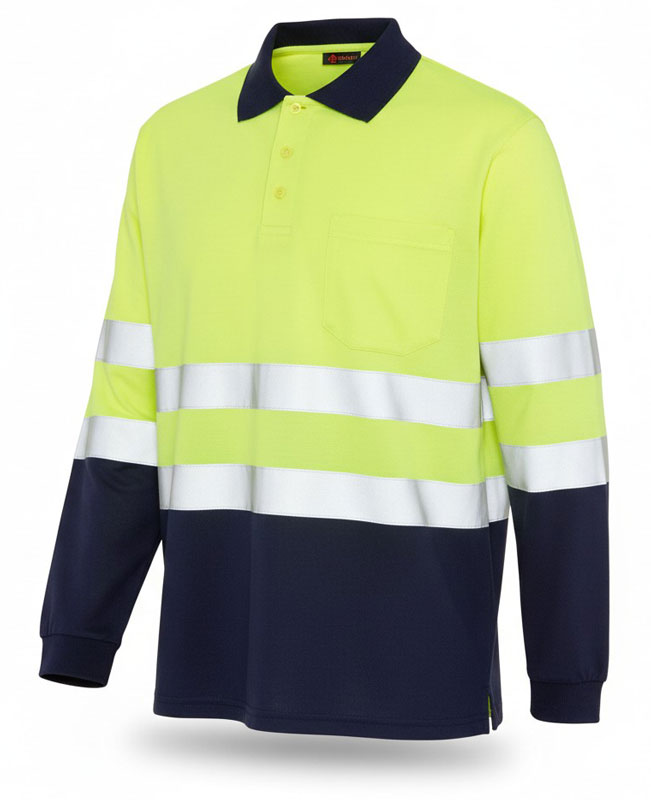 POLO M.L BORI 5 MULTIRIQUE HI-VIZ MARINE-JAUNE FLUO T.L