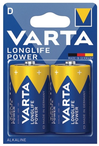 [LR20] PILE D-LR20-ALCALINE VARTA LONGLIFE POWER LOT DE 2