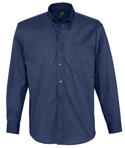 [CHEMBELAIRBML] CHEMISE BEL AIR MARINE 100% COTON MANCHE LONGUE T.L