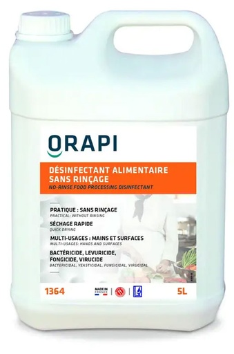 [ORAR1364] DESINFECTANT ALIMENTAIRE SANS RINCAGE ORAPI 5L 