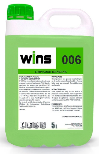 [VINL361G05080] NETTOYANT SOL&SURFACE POMME WINS006 5L