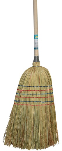 [ROZ206001] BALAI SORGHO PAILLE DE RIZ AVEC MANCHE BOIS  