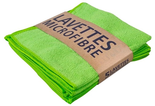 [TAMP182/V] LAVETTE MICROFIBRE ECOLINE 32X36 CM VERTE PQT DE 5 PCS 