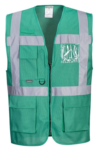 [PWTF476VBL] GILET EXECUTIVE IONA HI-VIZ VERT BOUTEILLE MULTIPOCHE T.L