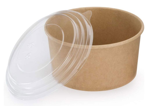 [AUDP3.1.1.120] BOLS SALADE KRAFT ROND 250ML AVEC COUVERCLE PQT DE 50 PCS
