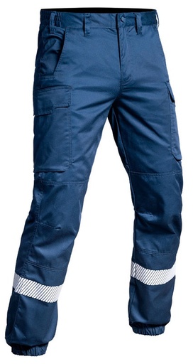 [TOE01.203006-48] PANTALON SECU-ONE BAS ELASTIQUE HV-TAPE BLEU MARINE T.48