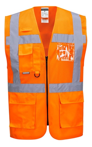 [PWTC496ORM] GILET EXECUTIVE C496 1/2 MAILLE  AÉRÉE MADRID ORANGE T.M