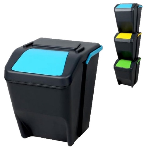 [FOR34489] POUBELLE DE TRI.EMPILABLE 25L AVEC COUV.BLEUE