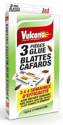 [VULCAFGLUE2] PIEGE GLUE BLATTES ET CAFARDS VULCANO BOITE DE 3 PCS