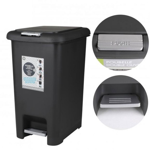 [FOR30854] POUBELLE PEDALE 30L NOIRE URBAN LIVING 