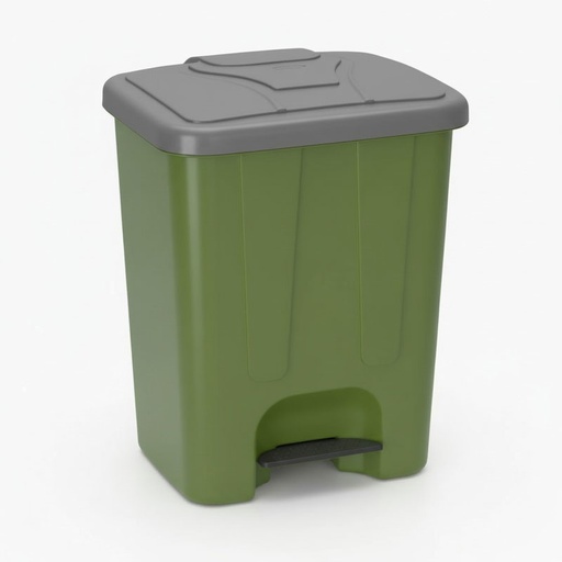 [BAYDUS25G] POUBELLE PLAST. VERTE 25L A PEDALE COUVERCLE GRIS