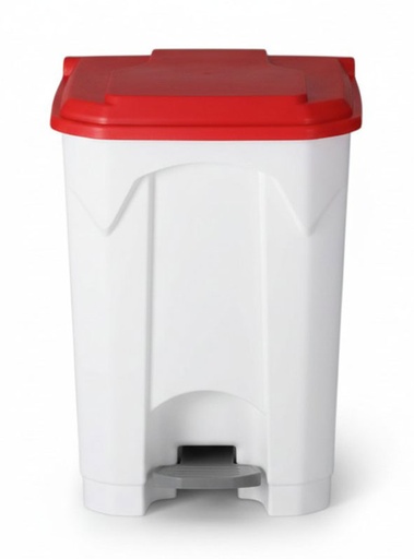 [BAYDUS45WR] POUBELLE BLANCHE 45L A PEDALE COUVERCLE ROUGE