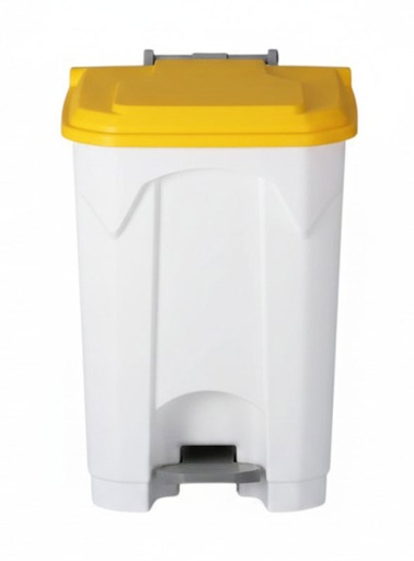 [BAYDUS45WY] POUBELLE BLANCHE 45L A PEDALE COUVERCLE JAUNE