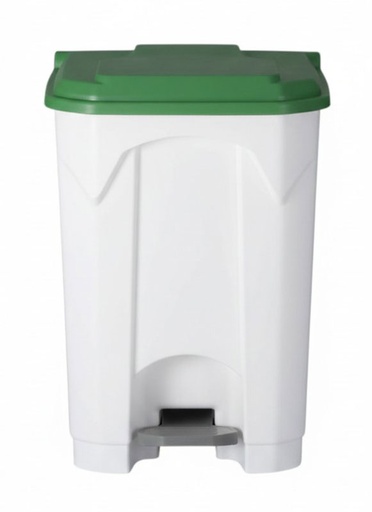 [BAYDUS45WG] POUBELLE BLANCHE 45L A PEDALE COUVERCLE VERT