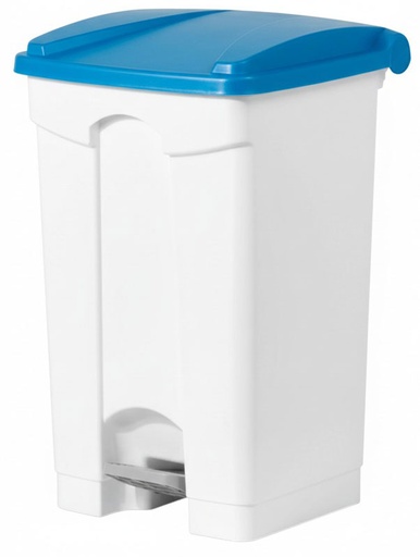 [BAYDUS87WBL] POUBELLE BLANCHE 90L A PEDALE COUVERCLE BLEU