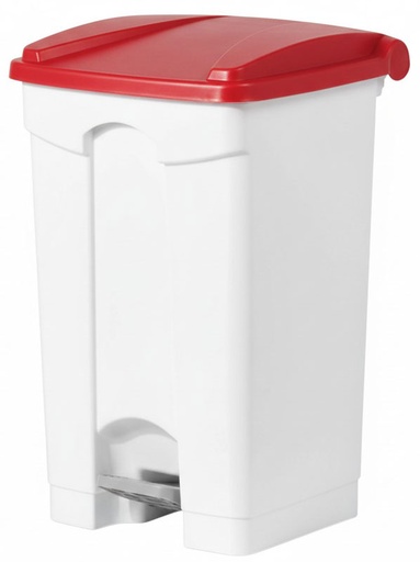 [BAYDUS87WR] POUBELLE BLANCHE 90L A PEDALE COUVERCLE ROUGE