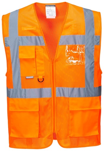 [PWTC376ORL] GILET HI-VIZ CL2 ORANGE FULL MESHAIR MULTI-POCHE C376 ATHENE T.L