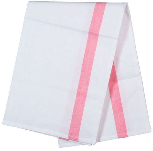 [VROBAOSTE] TORCHON BLANC LITEAUX ROSES AOSTE 76x52 (cm)